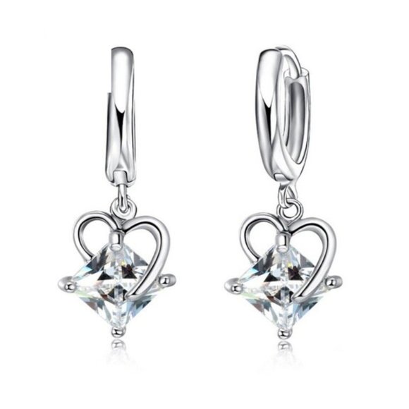 ★ Heart Necklace And Earrings 925 Sterling Silver Set Gift - Picture 3 of 3